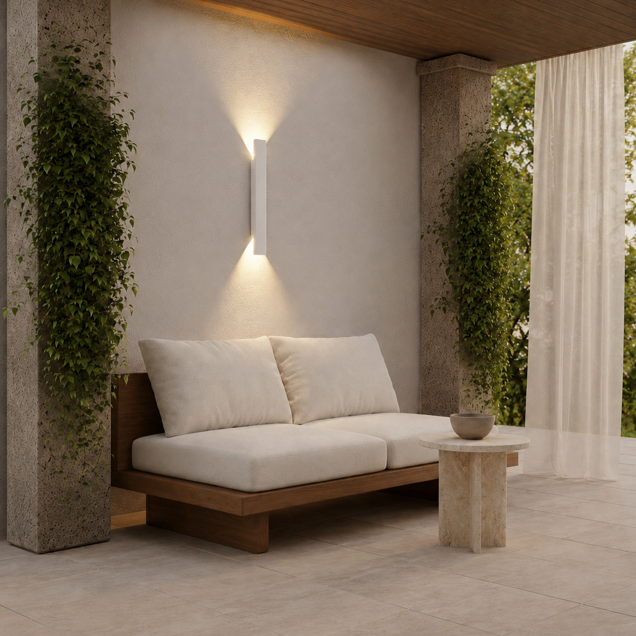 LED Outdoor Garden Wall Light 40cm White Seline