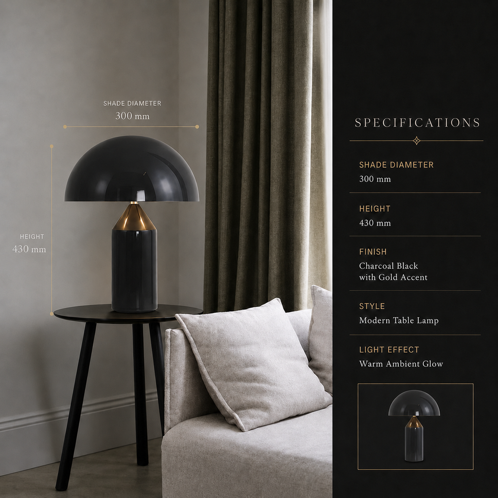 Large Black Rechargeable Touch Table Lamp Mora