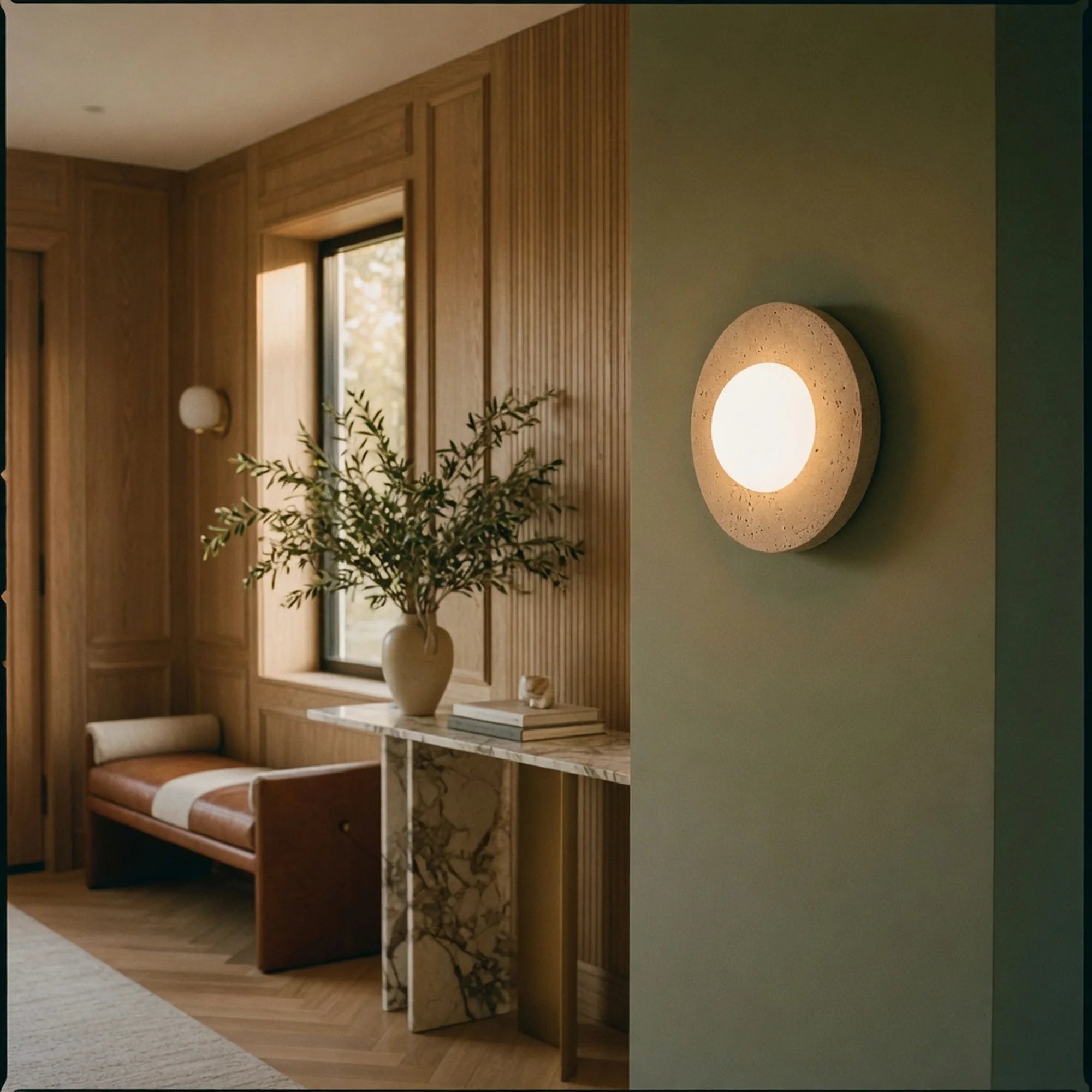 Travertine Globe Wall Light Ombria