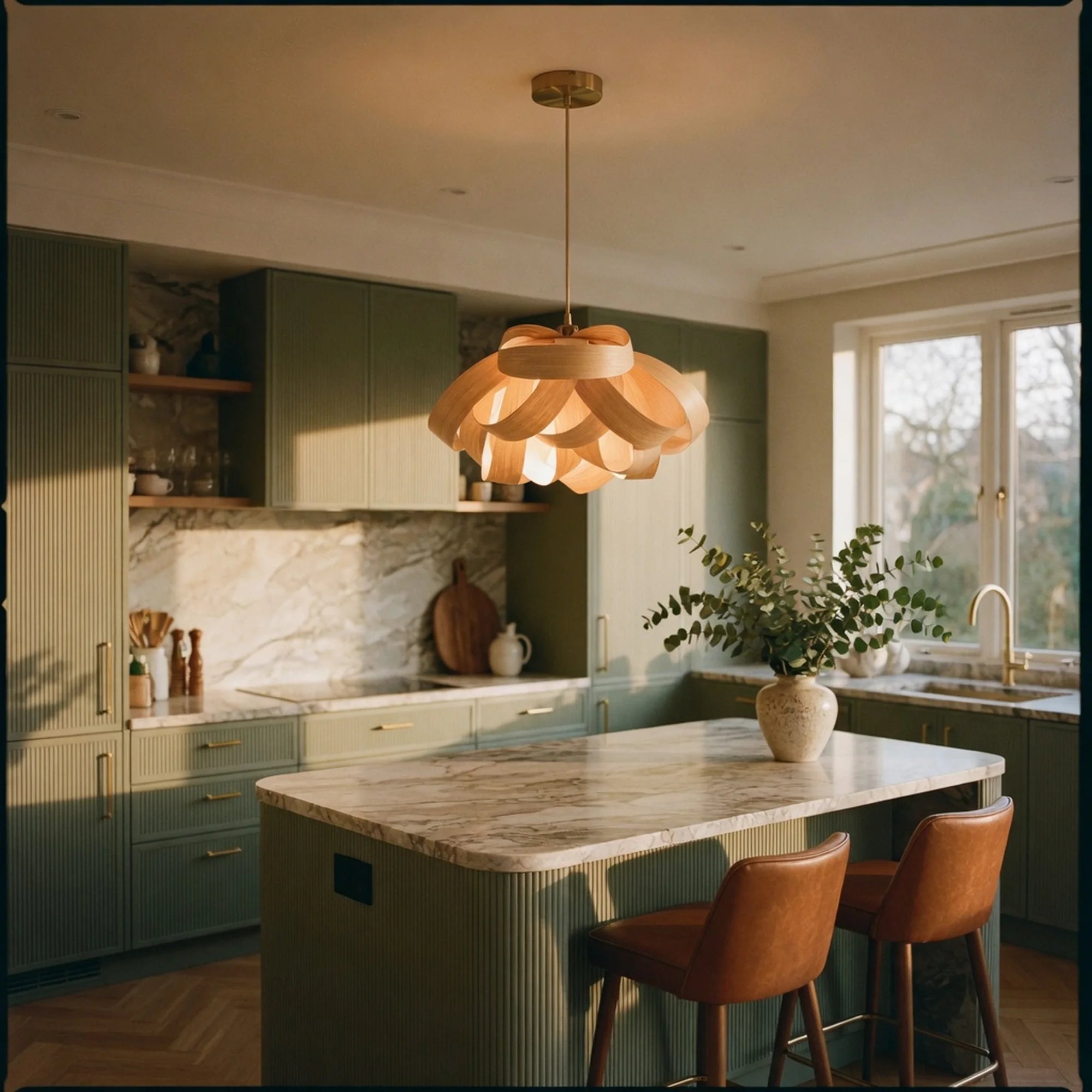 Woven Wood Pendant Light Elowen