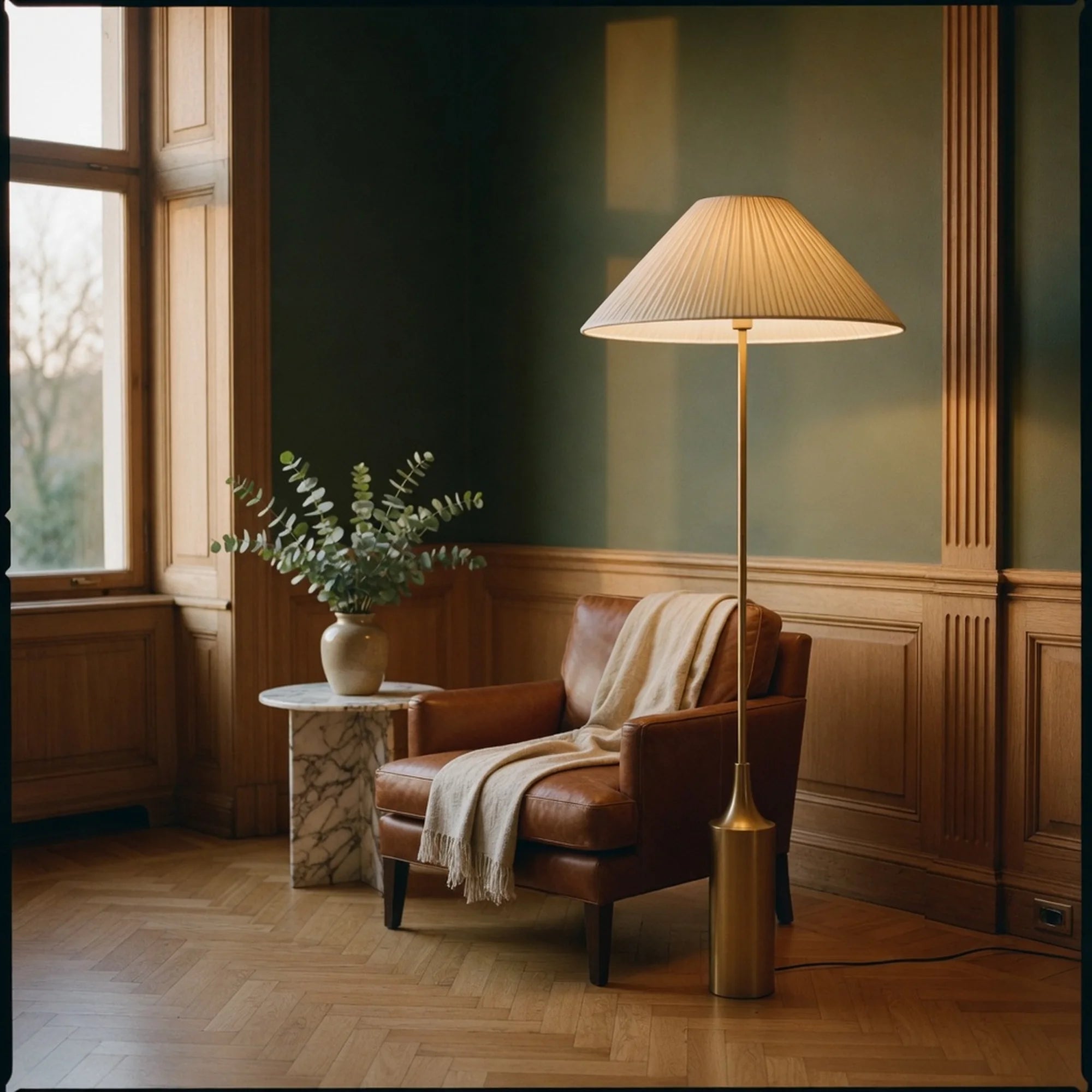 Pleated Brass Floor Lamp Cortina
