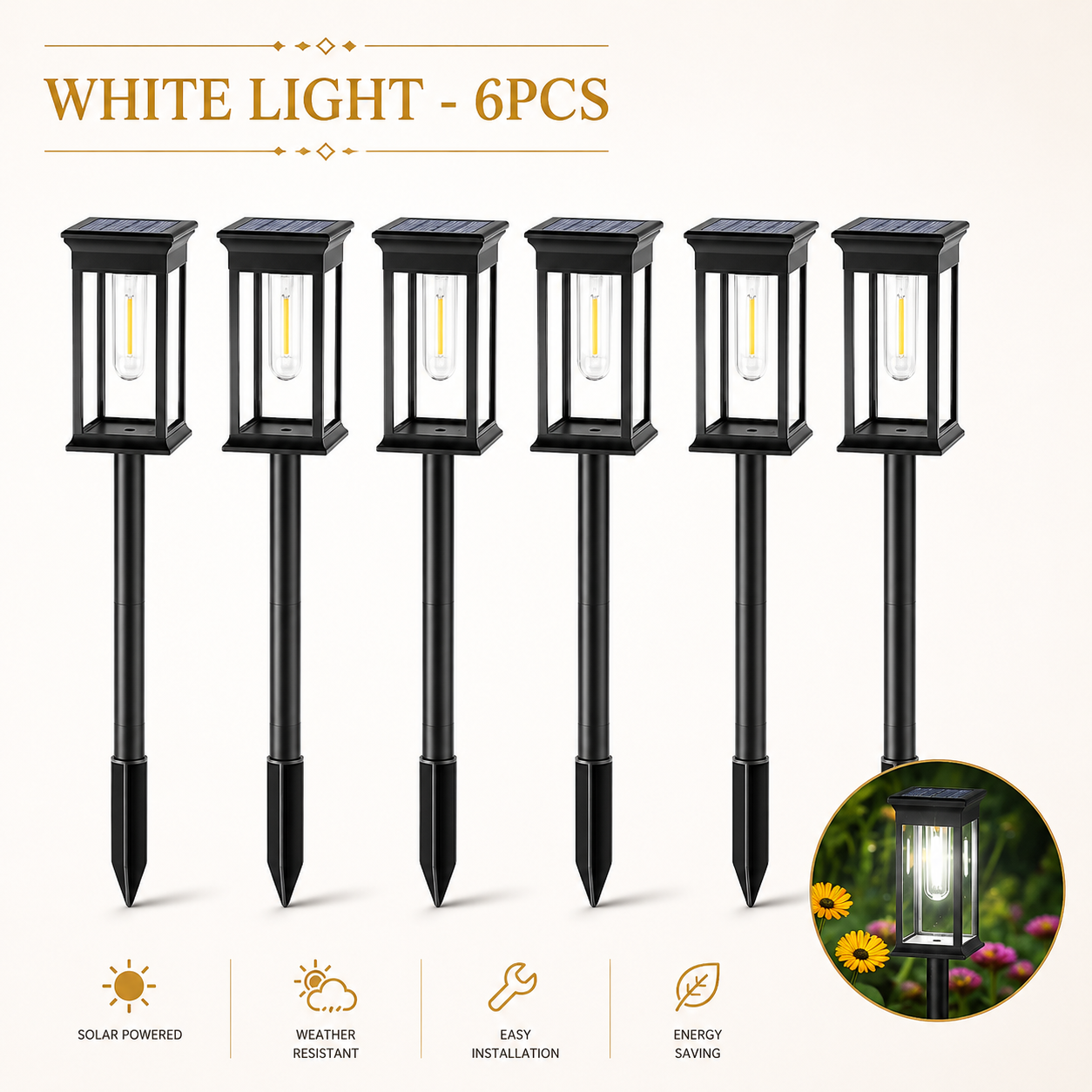 Solar LED Outdoor Pathway Light Pack of 6 Orelle
