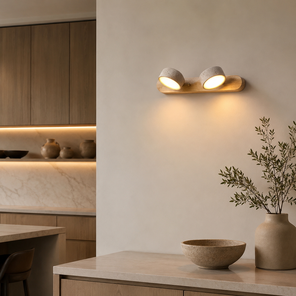 Nordic Wooden Double Head Wall Light Monina