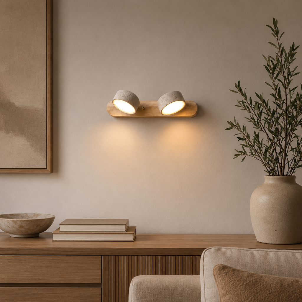 Nordic Wooden Double Head Wall Light Monina