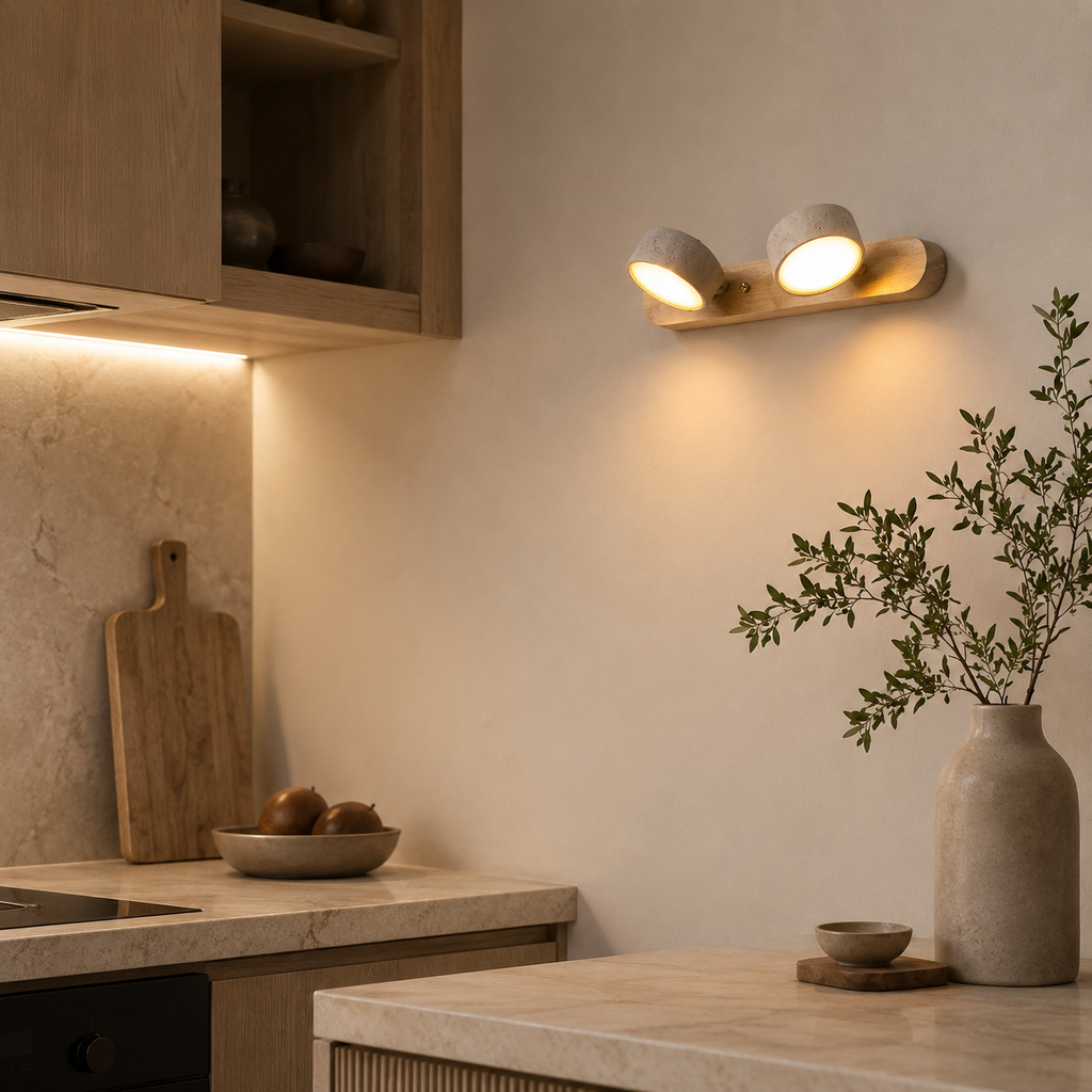 Nordic Wooden Double Head Wall Light Monina