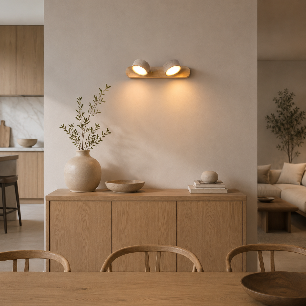Nordic Wooden Double Head Wall Light Monina