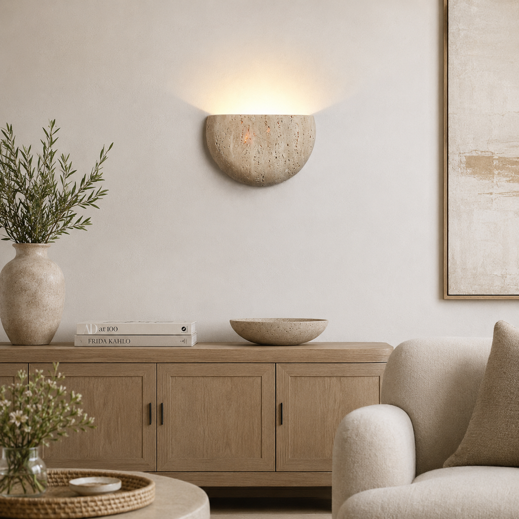 Travertine Half Moon Wall Light Talira