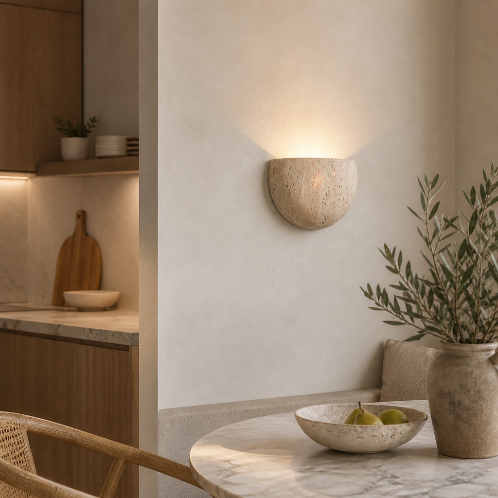 Travertine Half Moon Wall Light Talira
