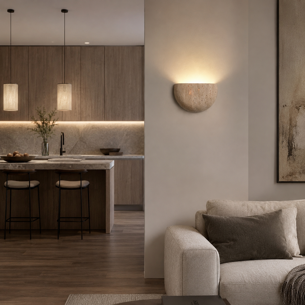 Travertine Half Moon Wall Light Talira