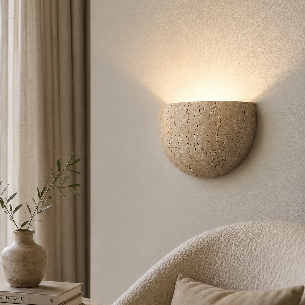 Travertine Half Moon Wall Light Talira