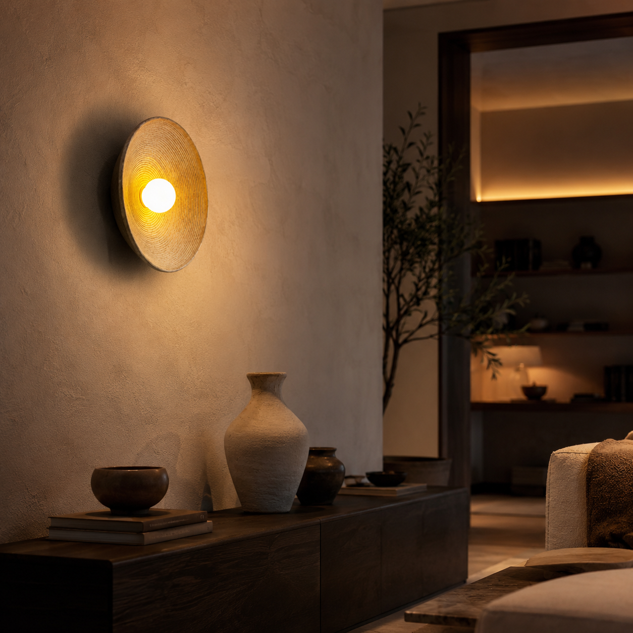 Woven Disc Wall Light Valiva