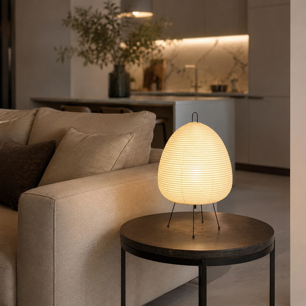 Japanese Rice Paper Tripod Table Lamp Veliva