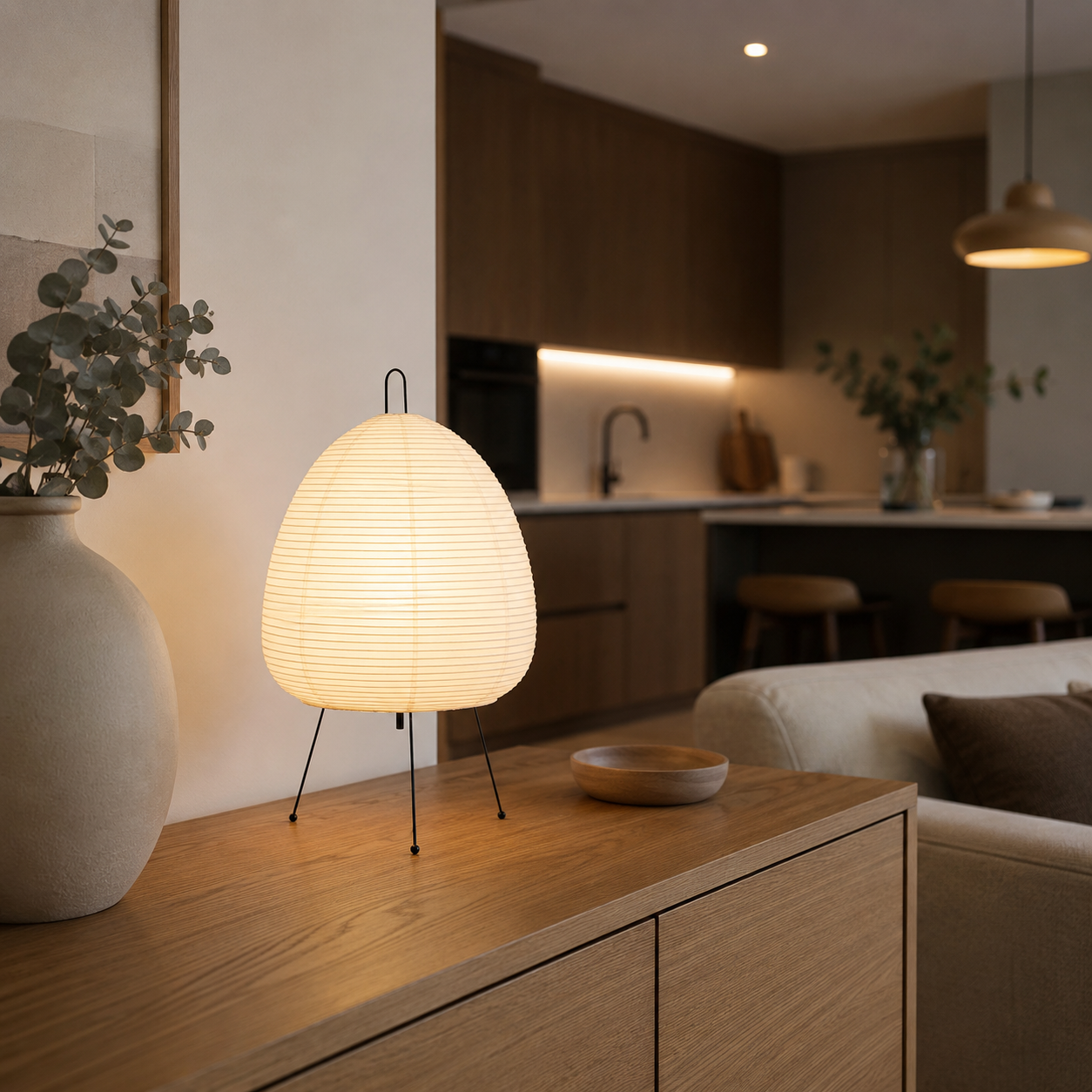 Japanese Rice Paper Tripod Table Lamp Veliva