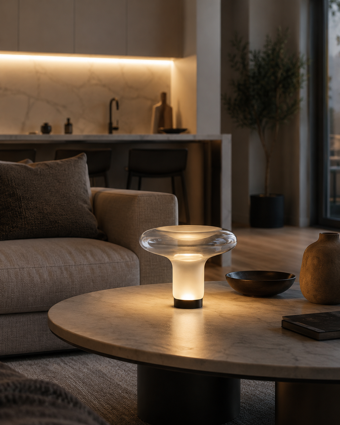 Modern Glass Mushroom Table Lamp Orel