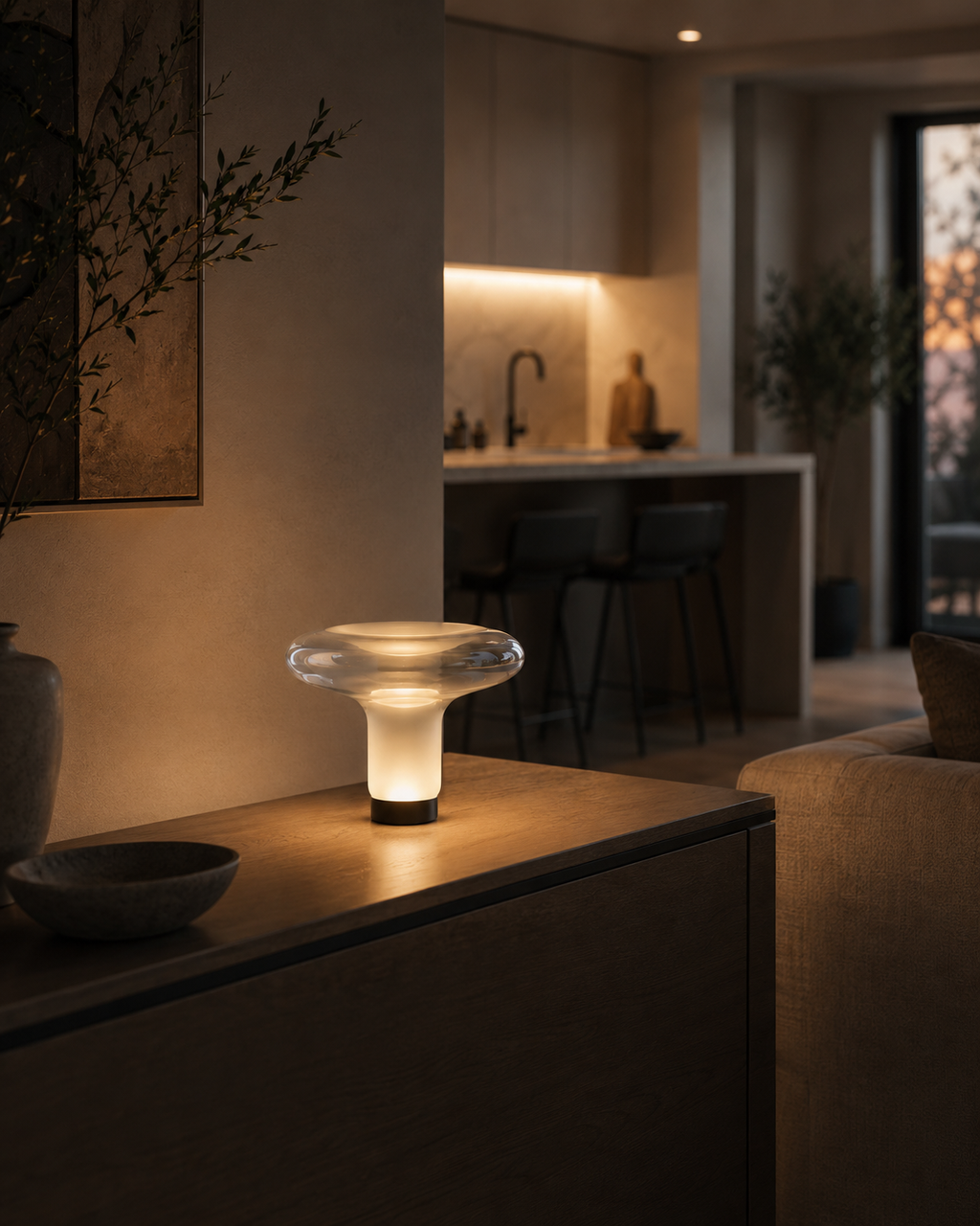 Modern Glass Mushroom Table Lamp Orel