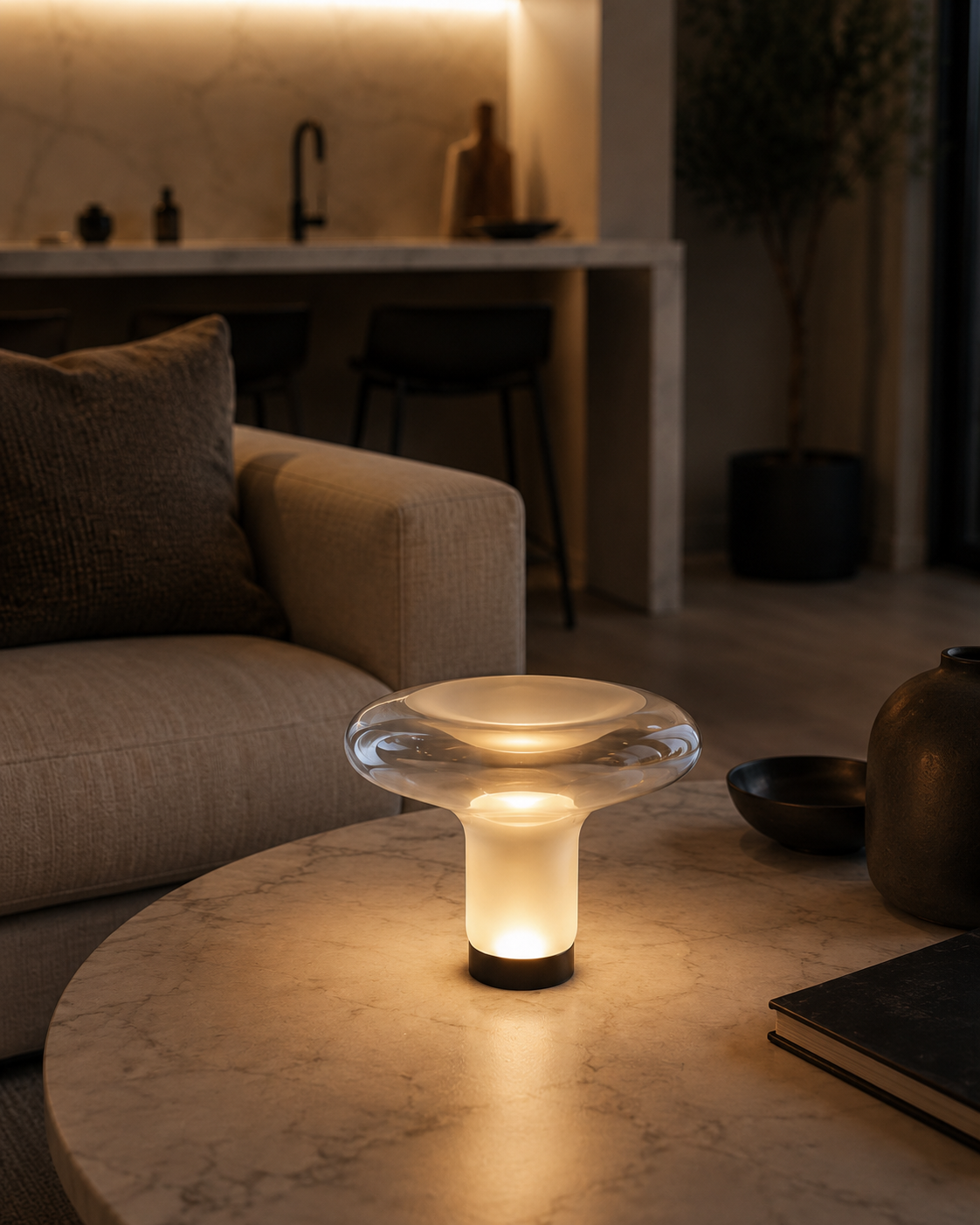 Modern Glass Mushroom Table Lamp Orel