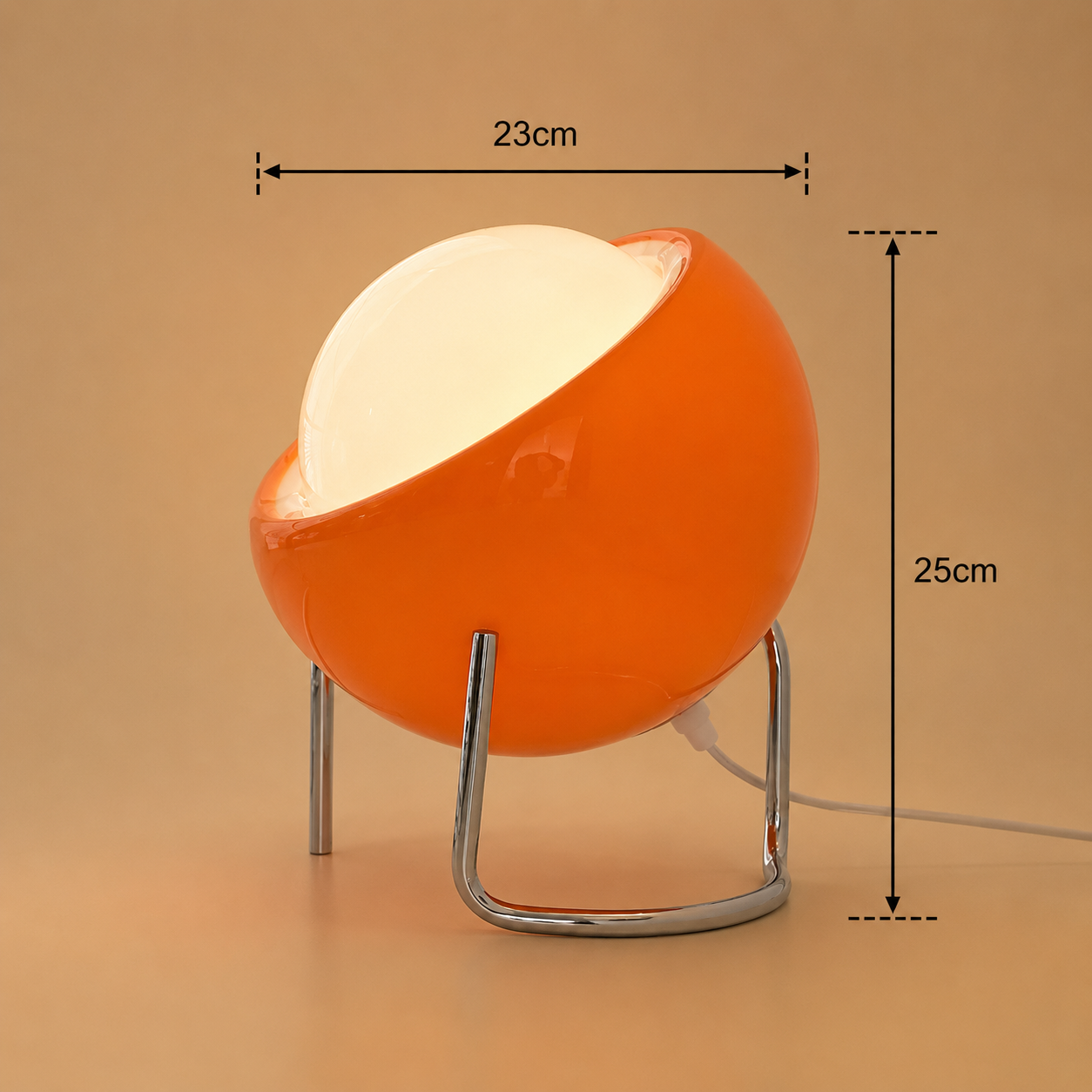 Retro Orange Glass Sphere Table Lamp Norvera