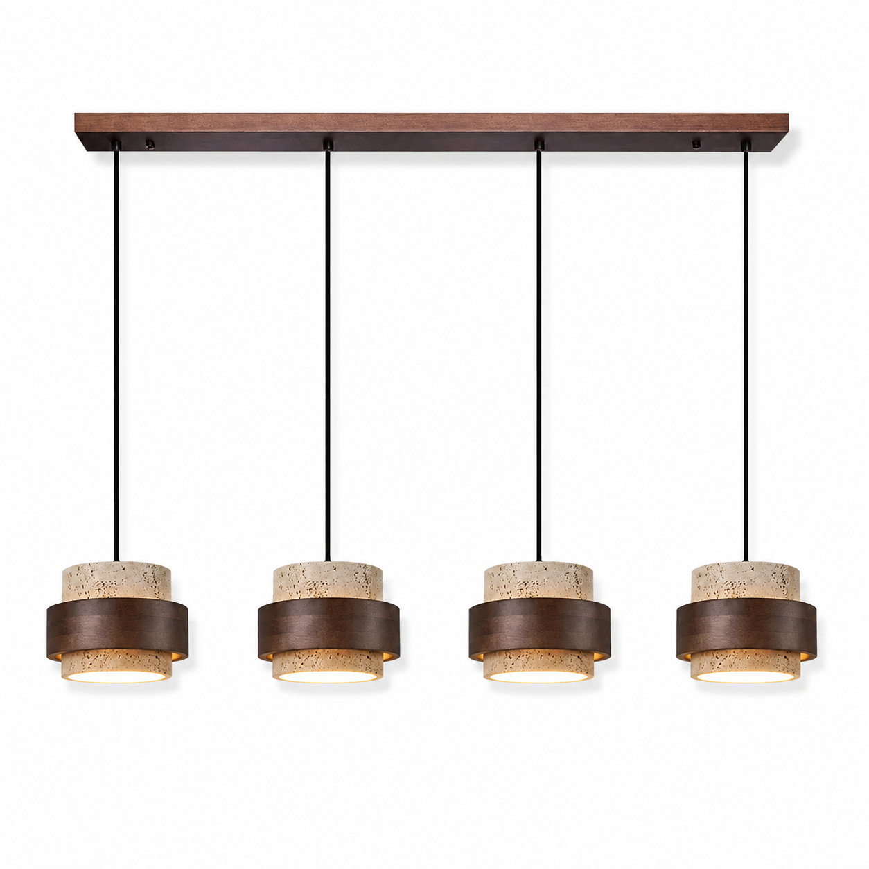 Stone and Wood Linear Pendant Light Mira