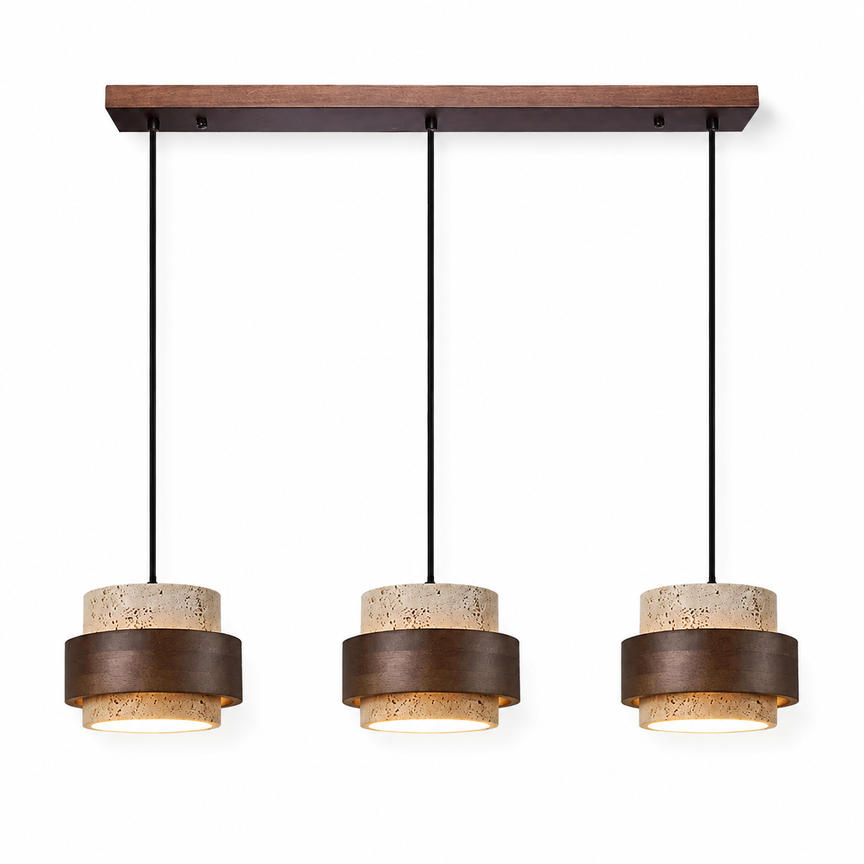 Stone and Wood Linear Pendant Light Mira