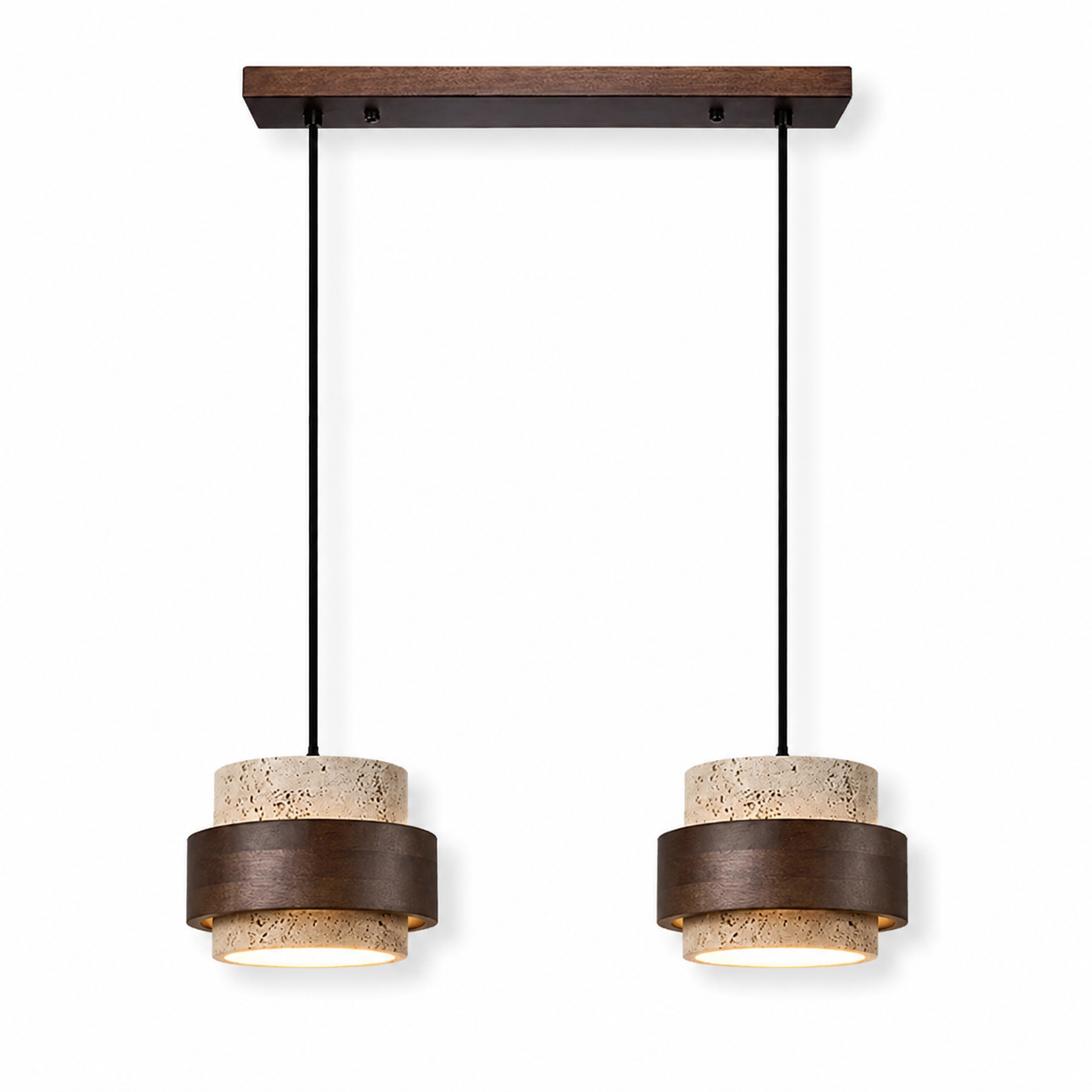 Stone and Wood Linear Pendant Light Mira