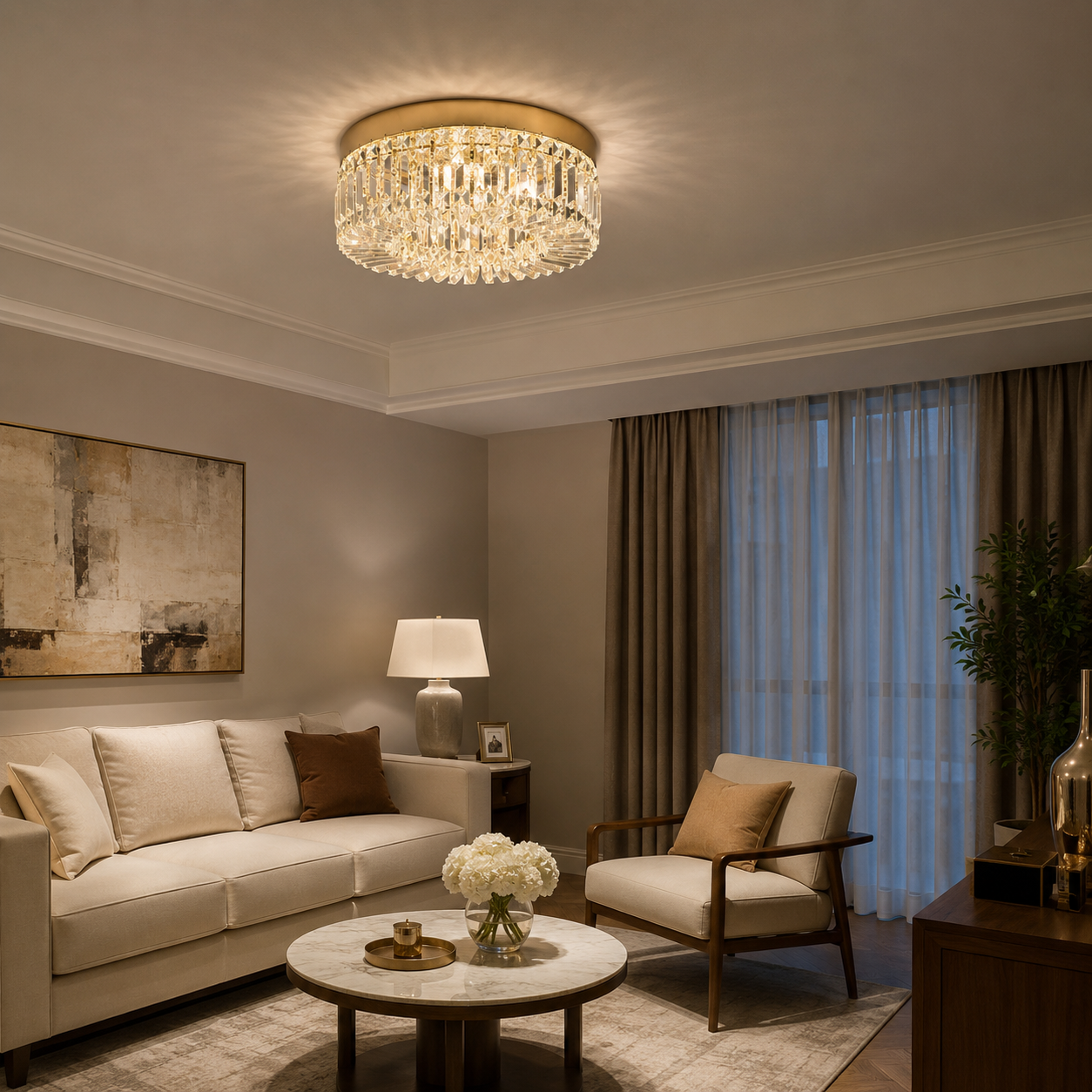 Crystal Flush Ceiling Light Venia