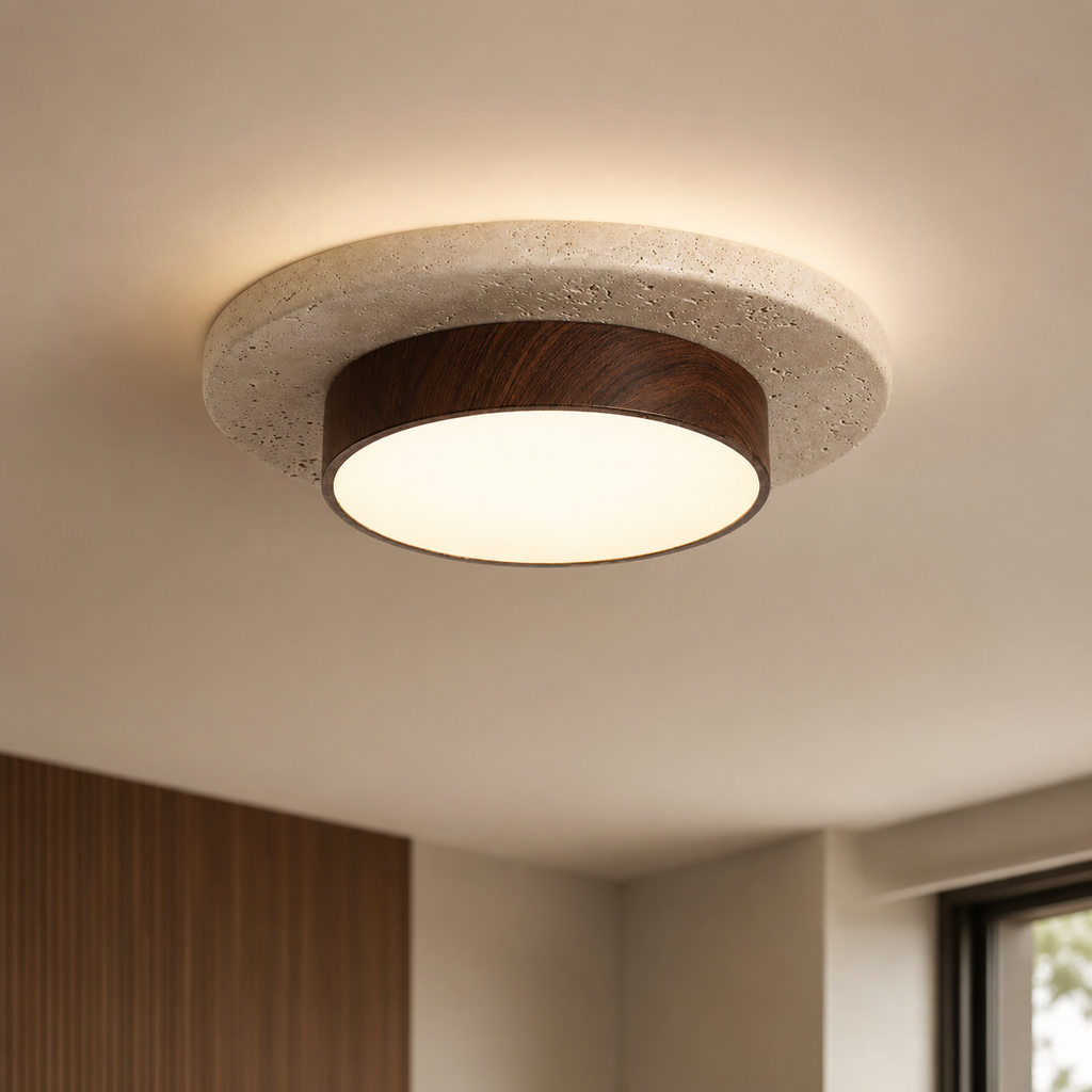 Travertine Wood LED Ceiling Light Monane