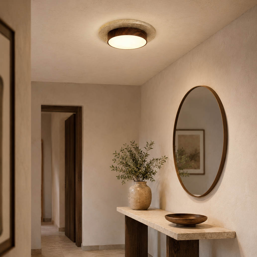 Travertine Wood LED Ceiling Light Monane
