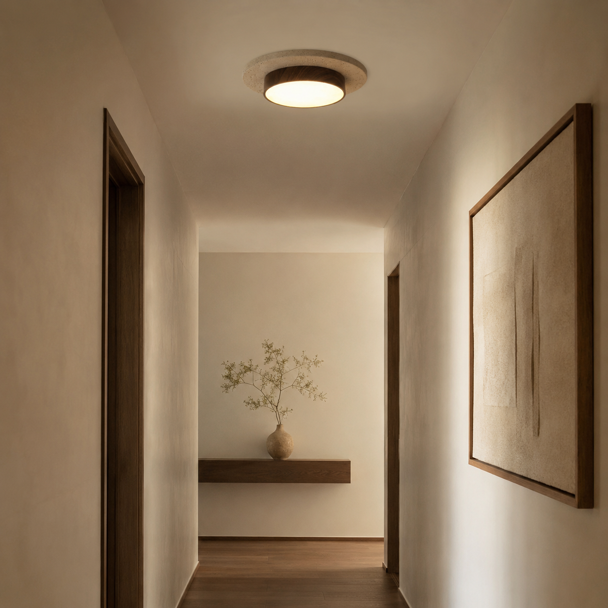 Travertine Wood LED Ceiling Light Monane