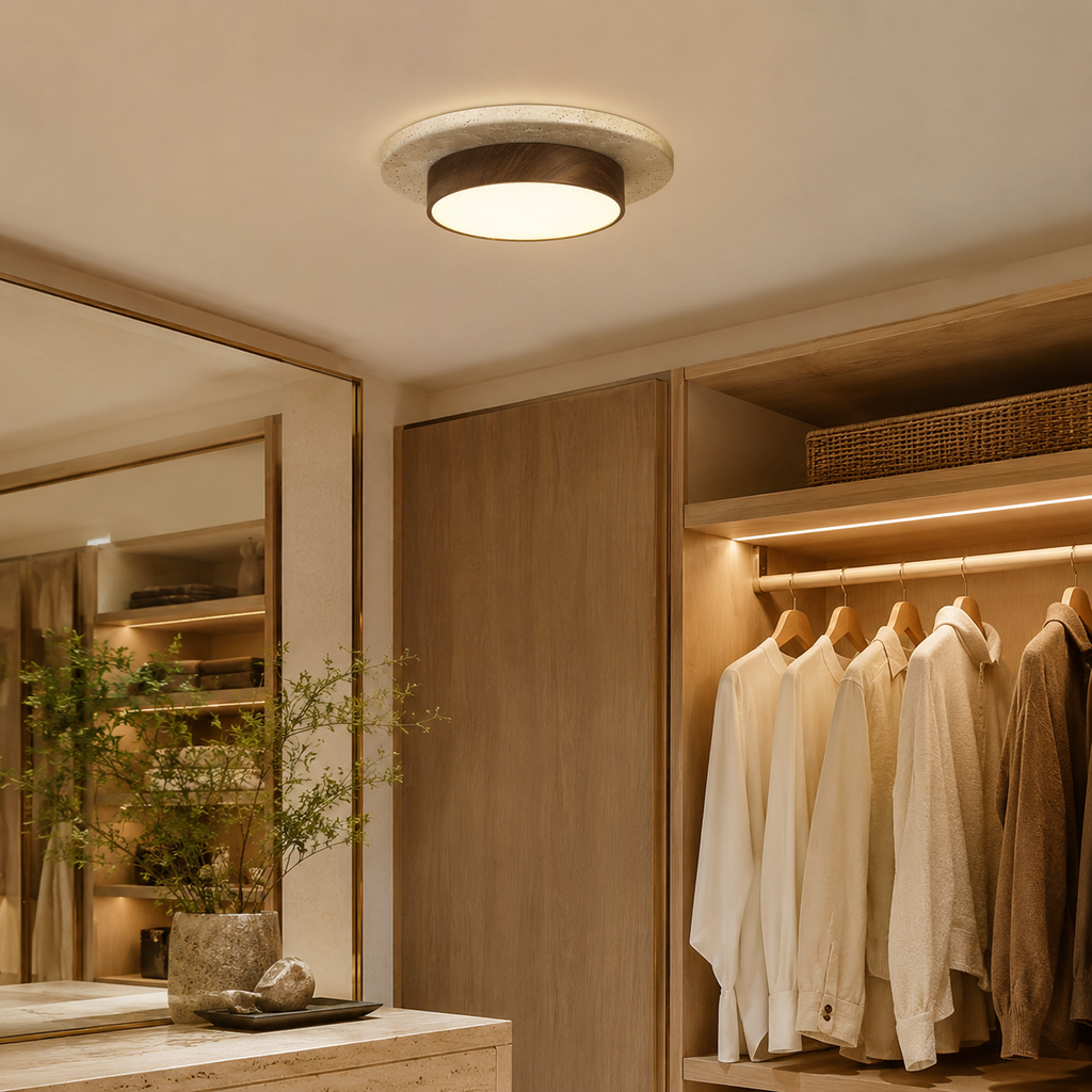 Travertine Wood LED Ceiling Light Monane