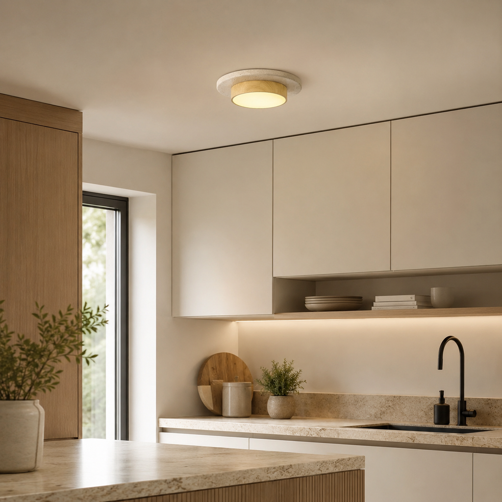 Travertine Wood LED Ceiling Light Monane