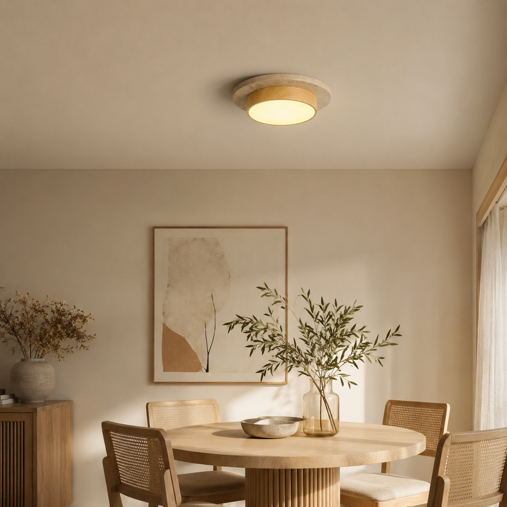Travertine Wood LED Ceiling Light Monane