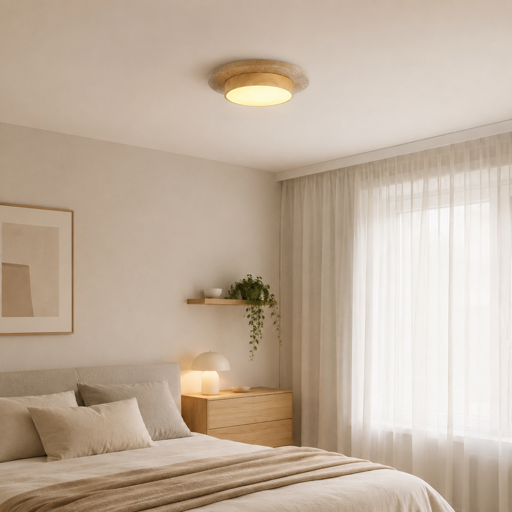 Travertine Wood LED Ceiling Light Monane