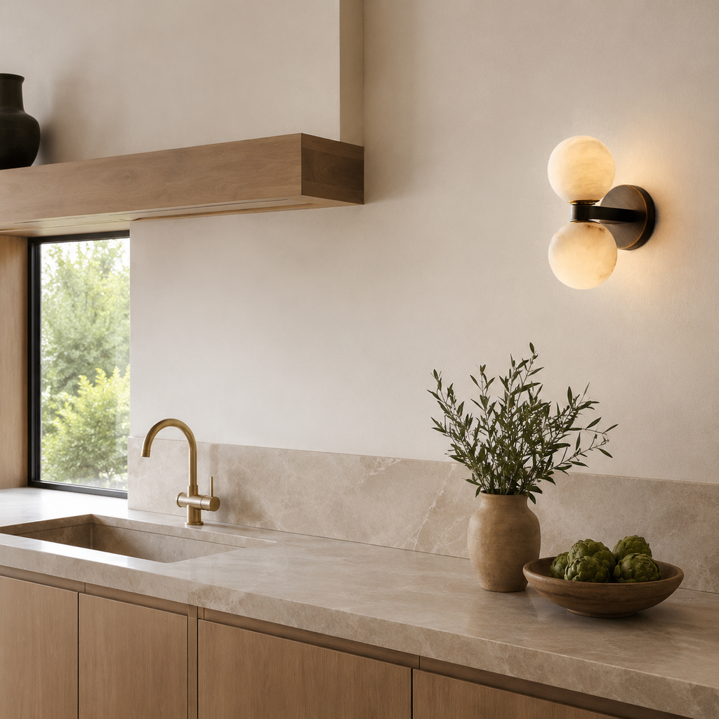 Double Globe Stone Wall Light Vala