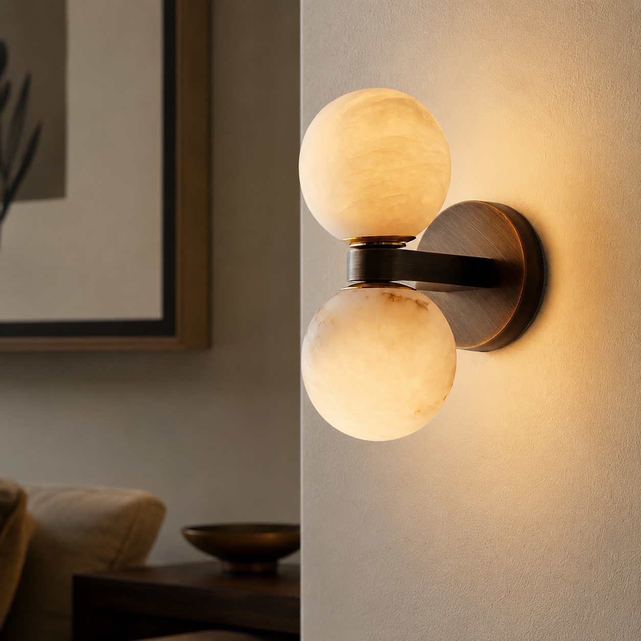 Double Globe Stone Wall Light Vala