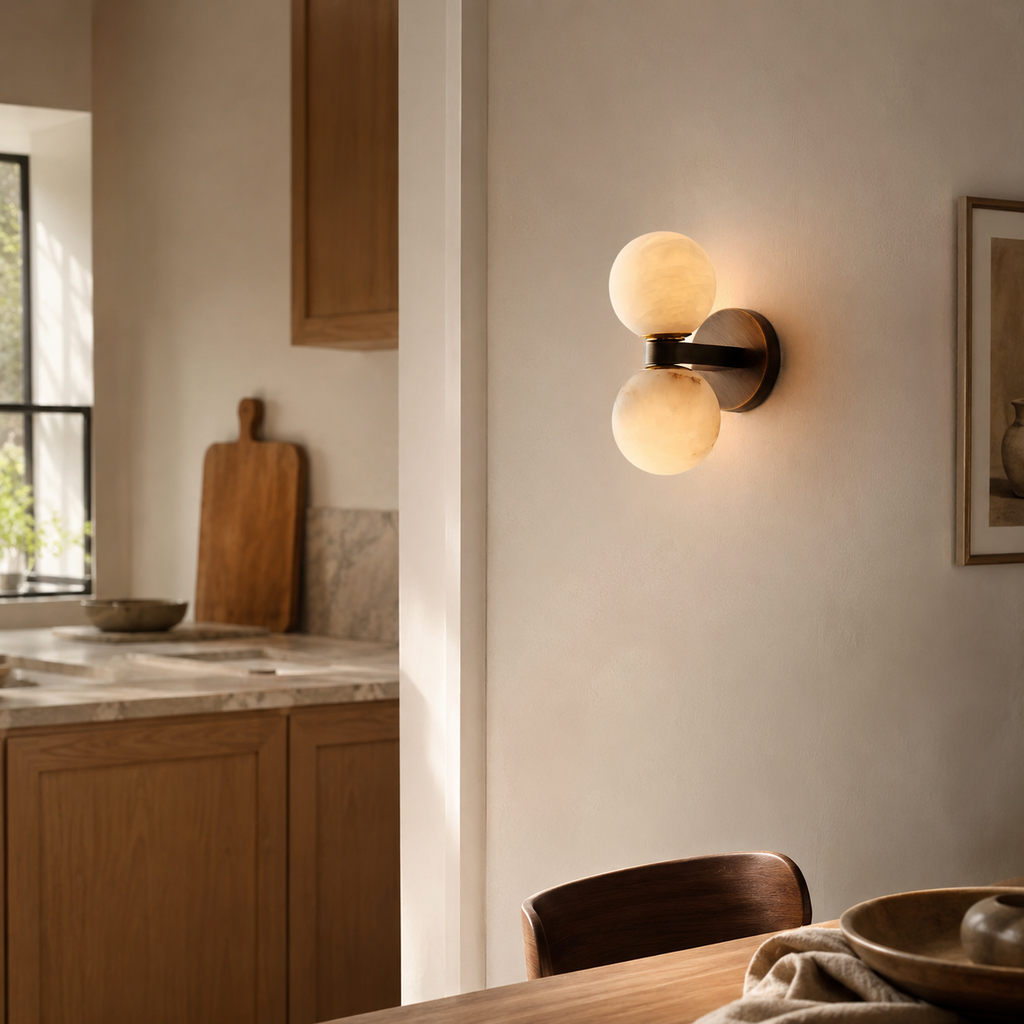 Double Globe Stone Wall Light Vala