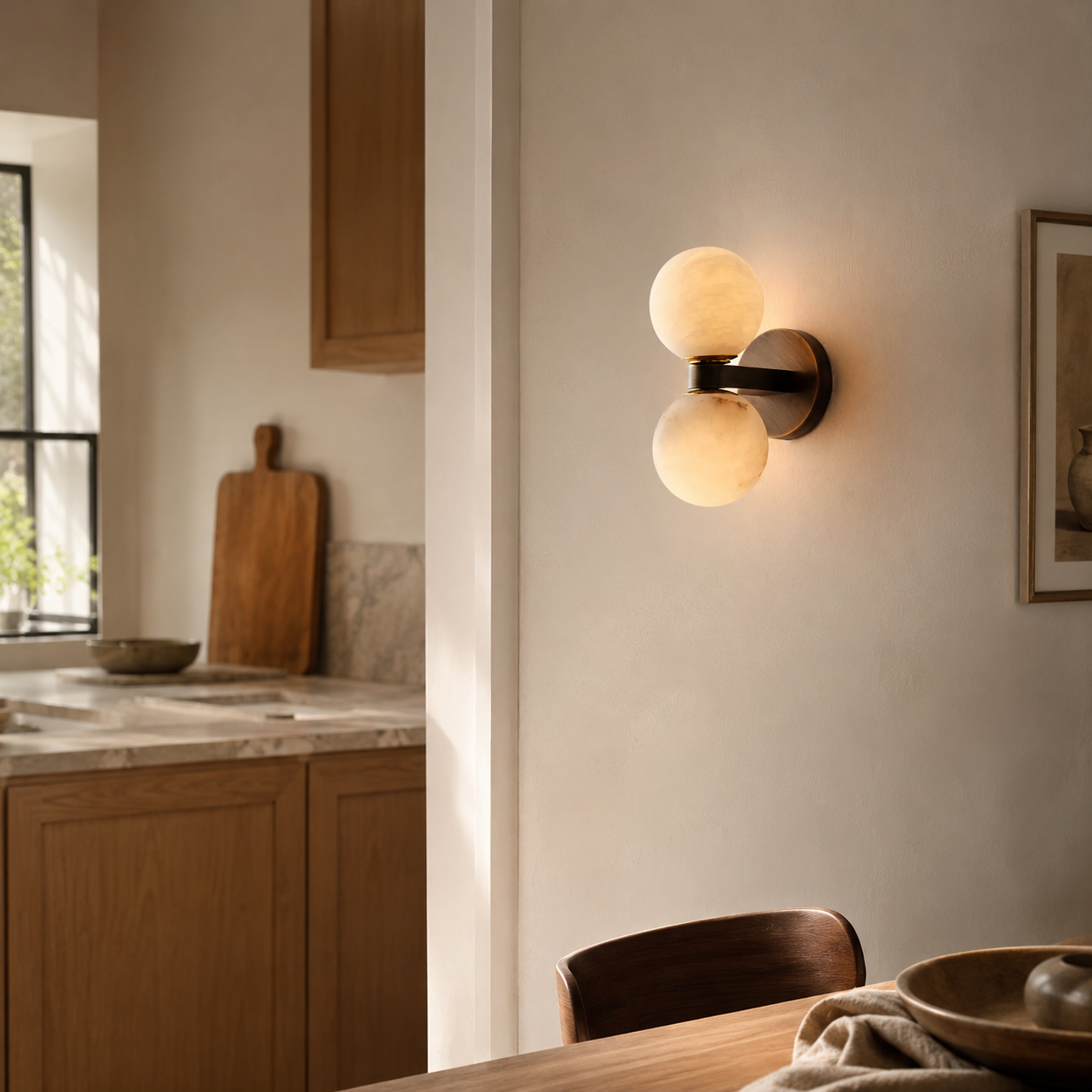 Double Globe Stone Wall Light Vala