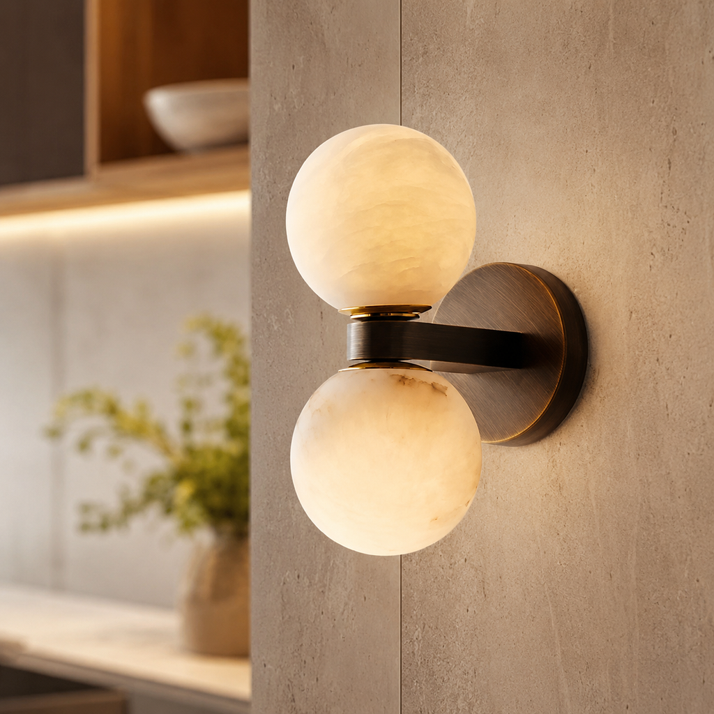 Double Globe Stone Wall Light Vala