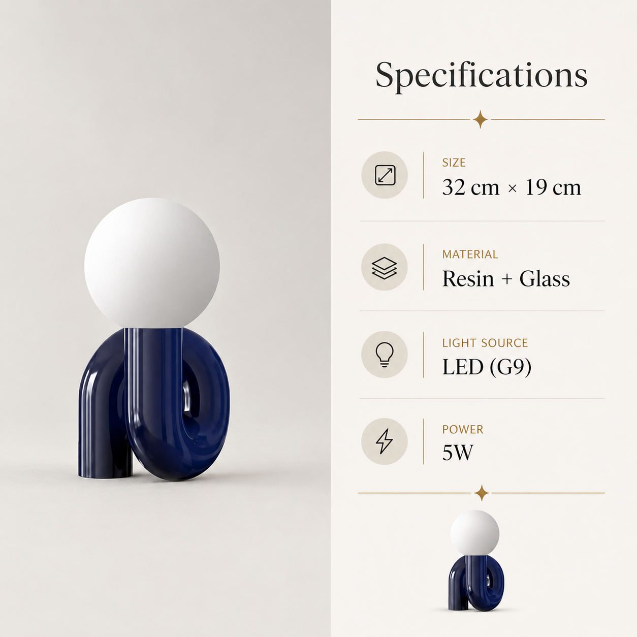 Blue Rechargeable Touch Table Lamp Rava