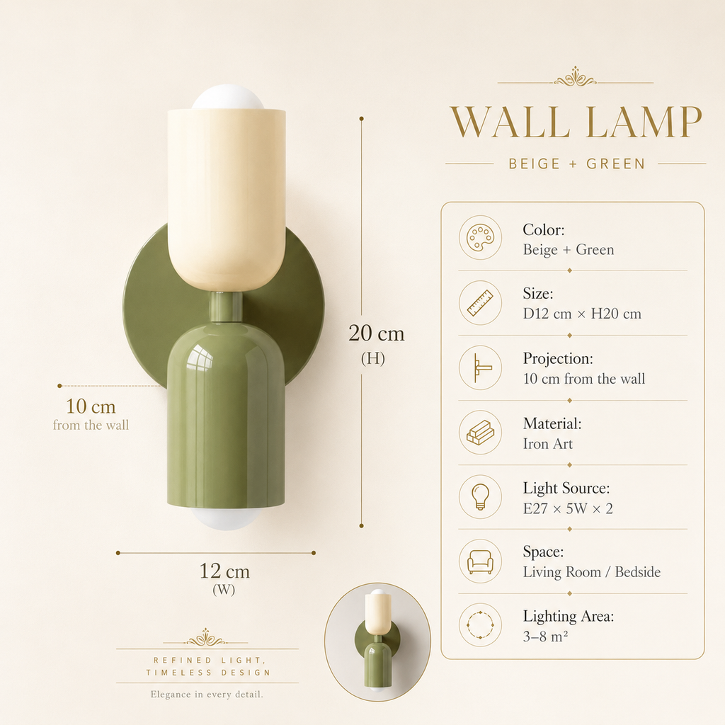 Green Nordic LED Wall Lamp Lunina