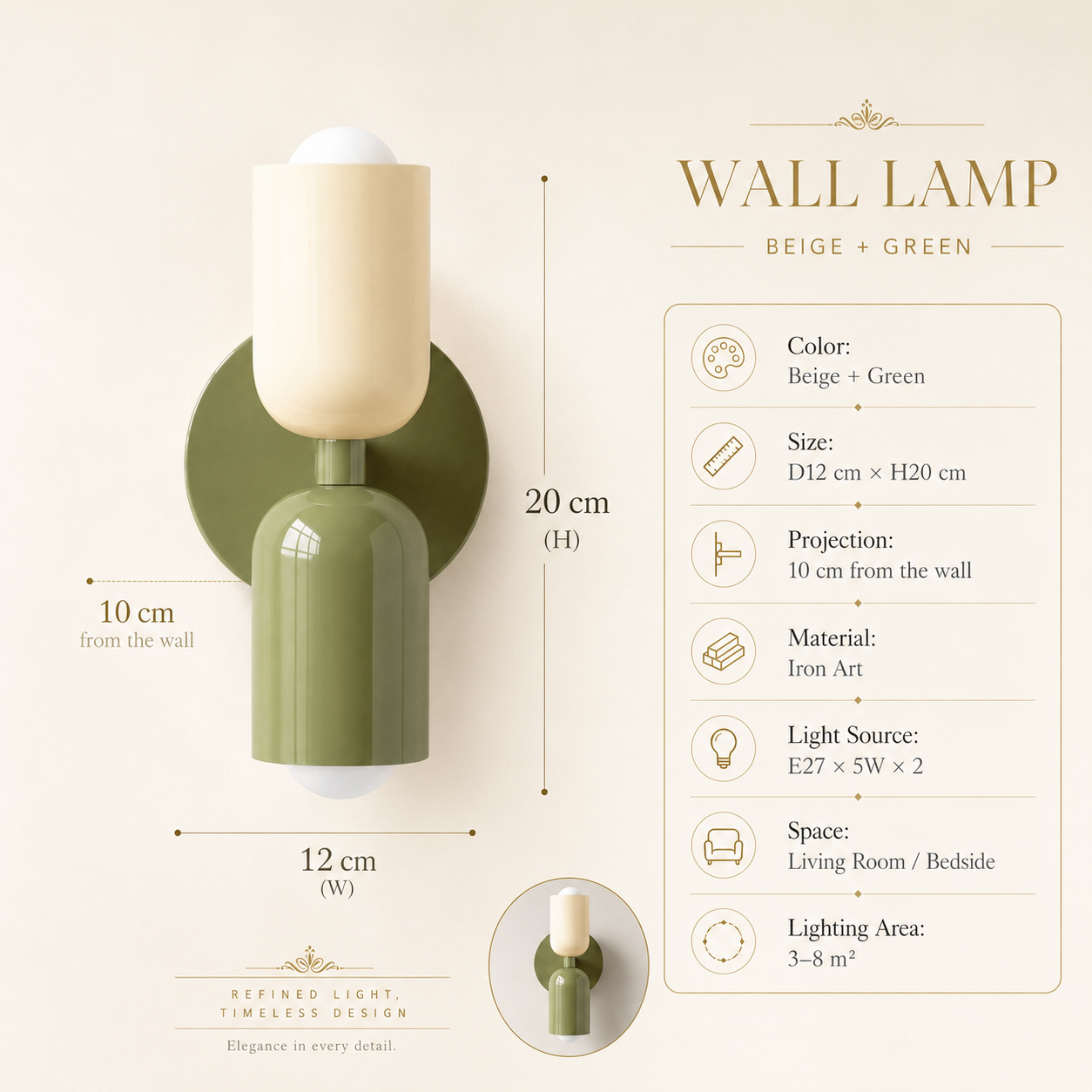 Green Nordic LED Wall Lamp Lunina