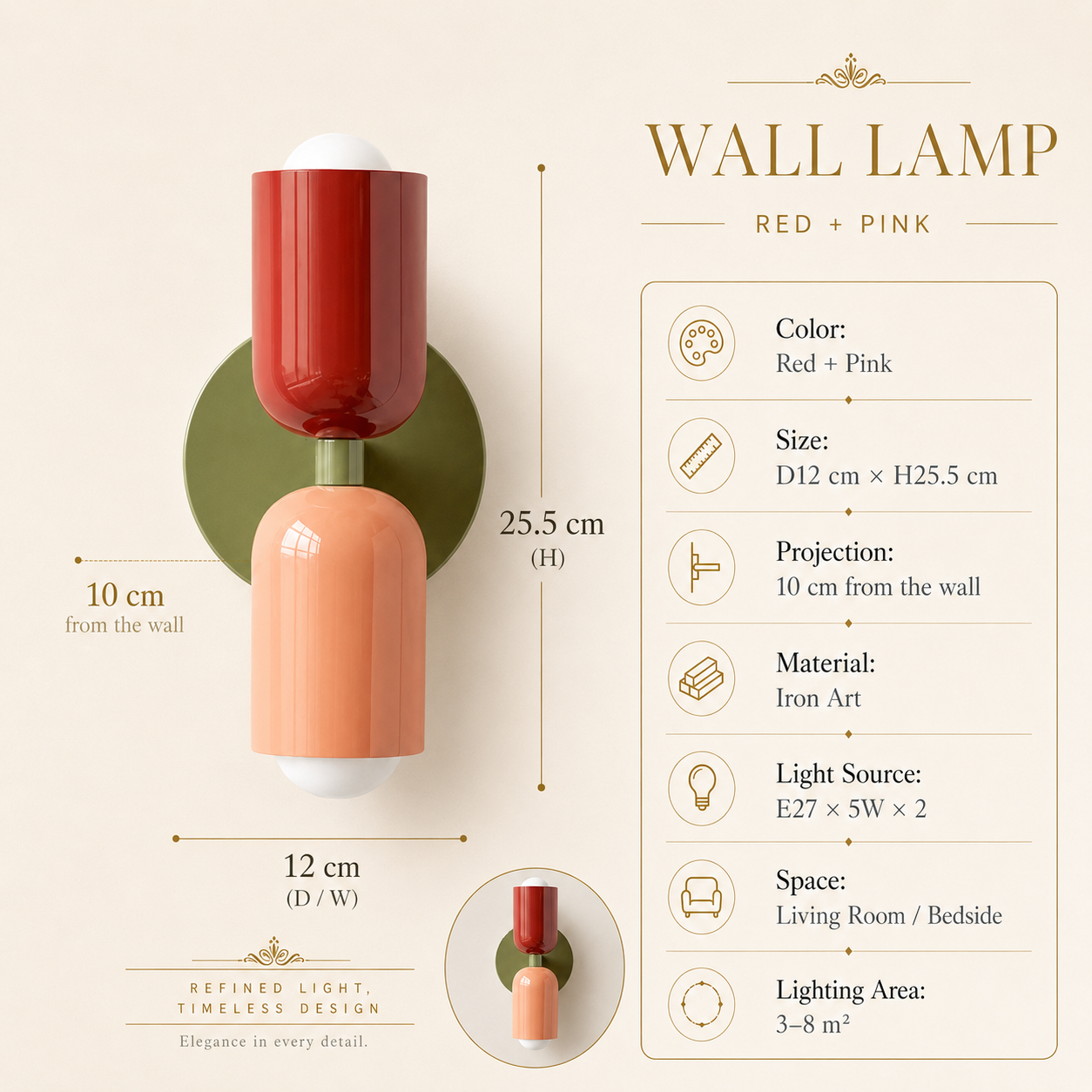 Green Nordic LED Wall Lamp Lunina