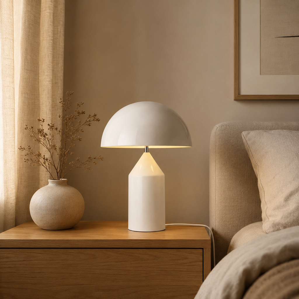 Small White Rechargeable Touch Table Lamp Calera