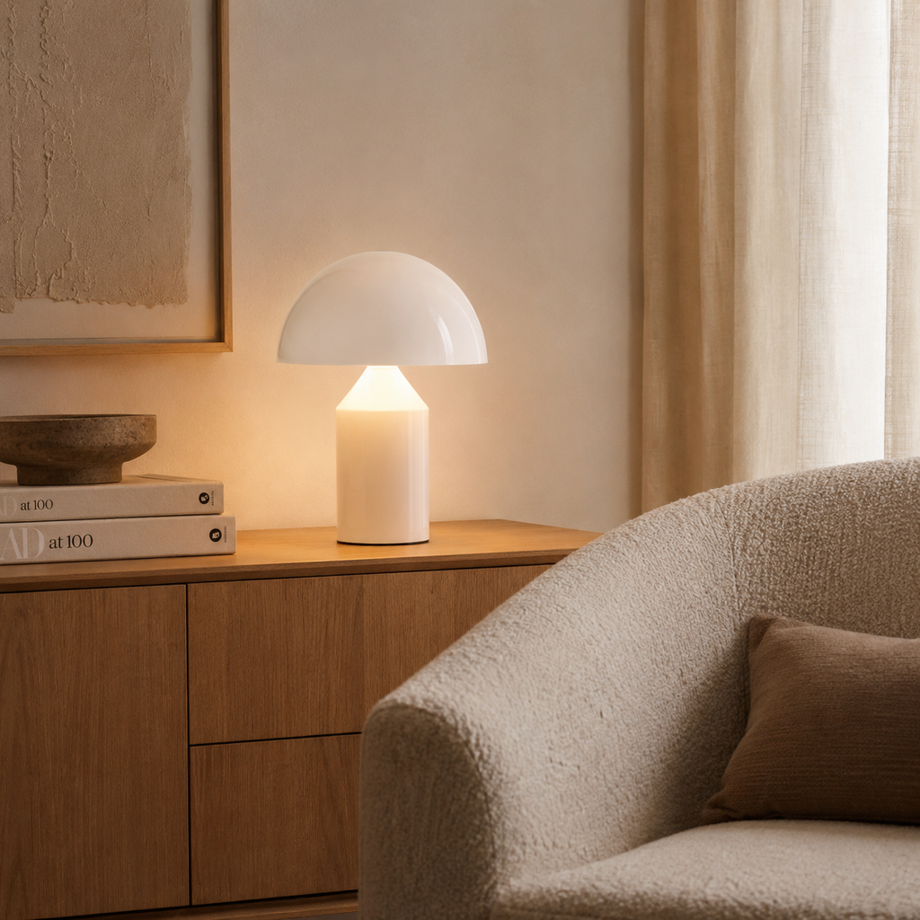 Large White Rechargeable Touch Table Lamp Raven