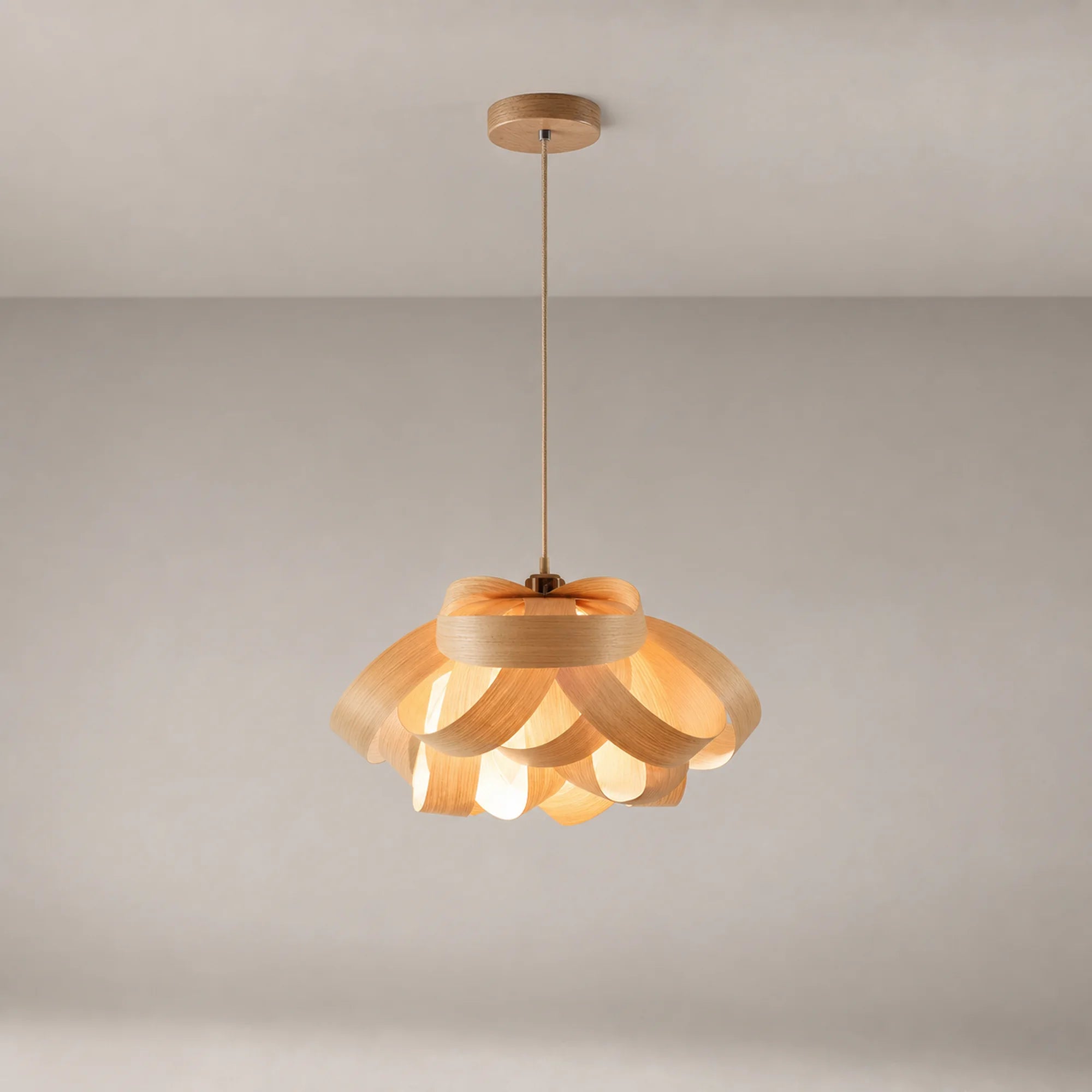 Woven Wood Pendant Light Elowen