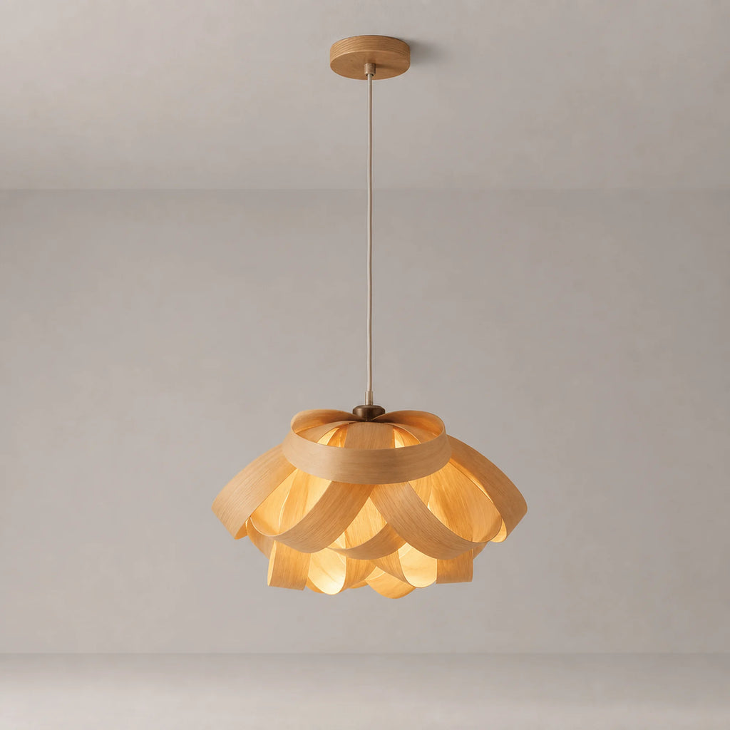 Woven Wood Pendant Light Elowen