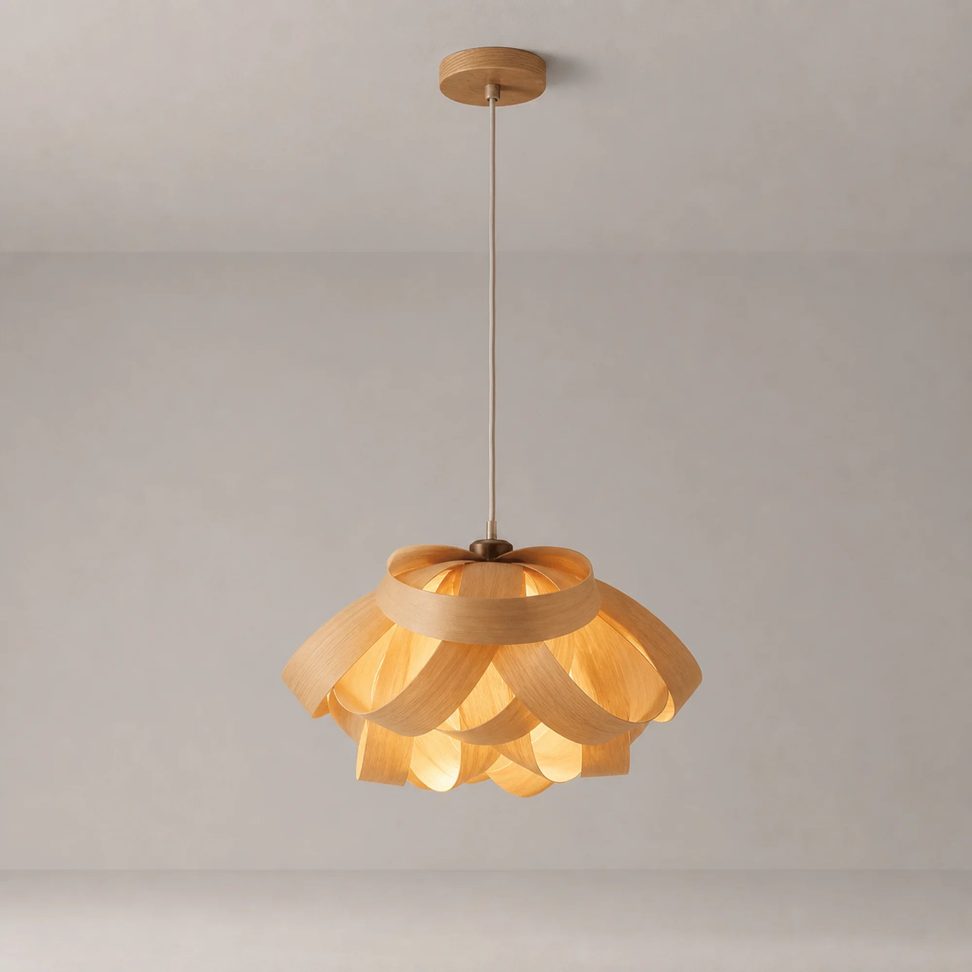 Woven Wood Pendant Light Elowen