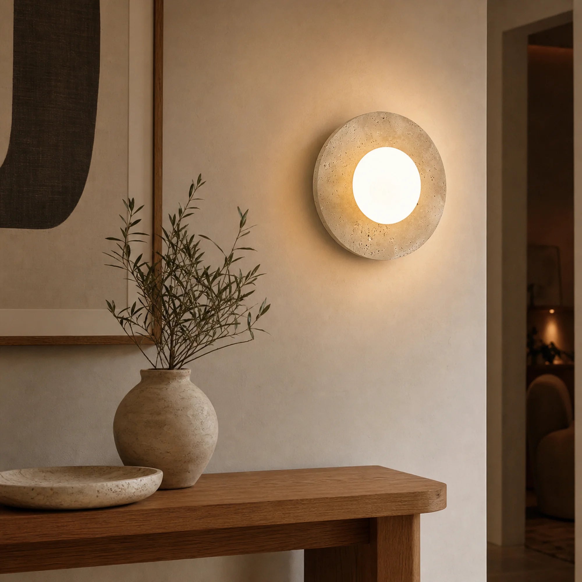 Travertine Globe Wall Light Ombria