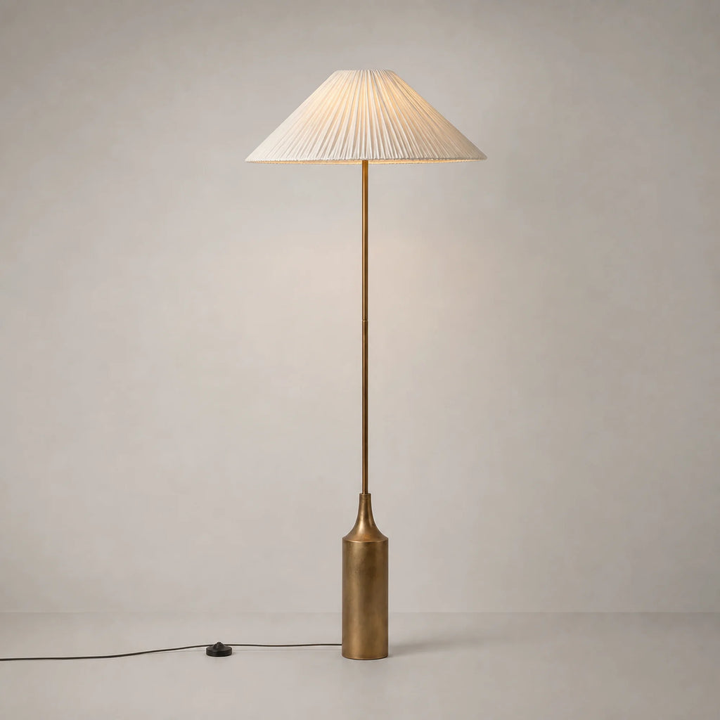 Pleated Brass Floor Lamp Cortina