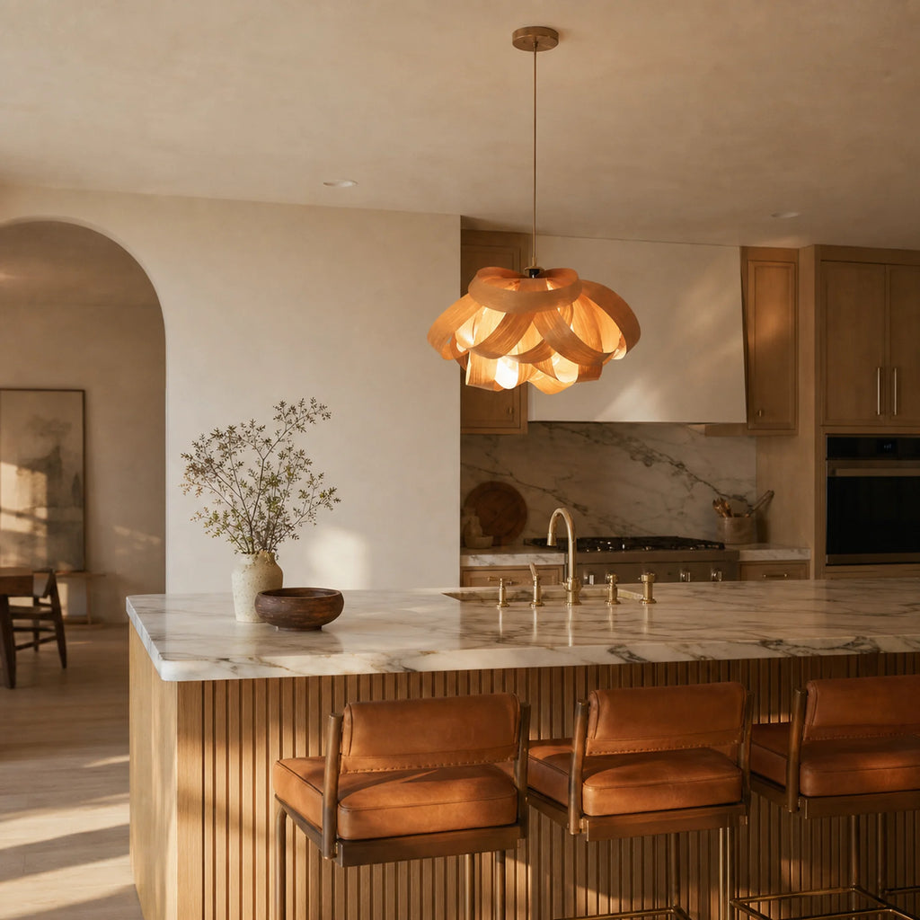 Woven Wood Pendant Light Elowen