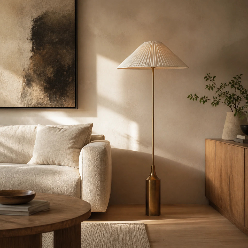 Pleated Brass Floor Lamp Cortina